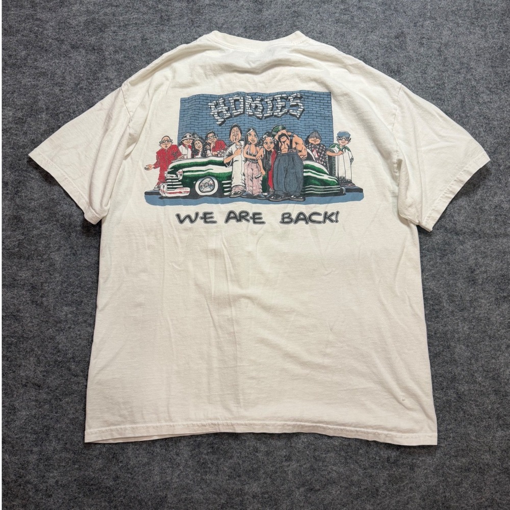Vintage Homies We Are Back Graphic T-Shirt Hanes Mens Large White Lowrider Car
